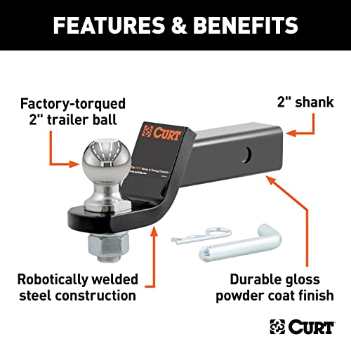 CURT 45036 Loaded Ball Mount, 7,500 lb, 2" Drop - Product Imagery