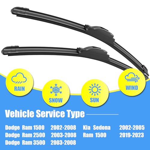 24"+24" Silicone Wiper Blades Replacement For Dodge Ram 1500 - Product Imagery