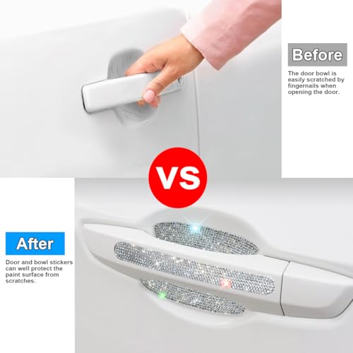 Mandark 8PCS Rhinestone Door Handle and Cup Stickers, White - Product Imagery