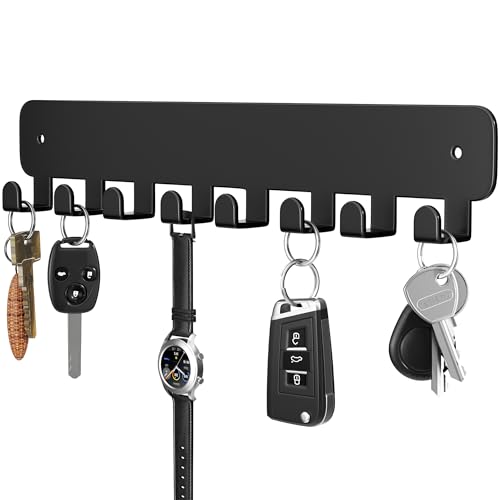 pickpiff Key Holder Wall Mount, Adhesive Key Rack with 8 Hooks - Product Imagery