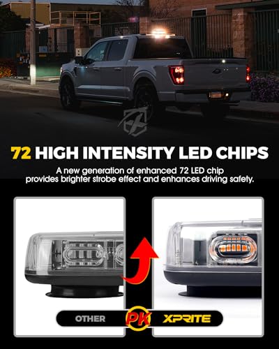 Xprite Upgraded 12" 72LED Rooftop Strobe Lights, High Visibility - Product Imagery