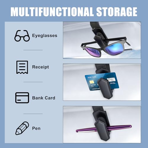 Veharvim Sunglass Holder for Car (One-Handed-Operation, Gentle & - Product Imagery