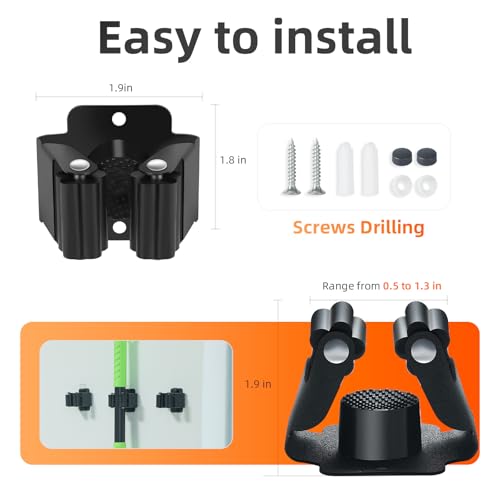 5 PCS Broom Holder Wall Mount, Upgraded Heavy Duty Mop and Broom - Product Imagery