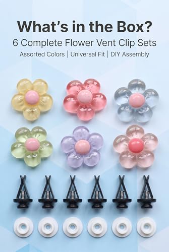 6 PCS Car Flower Vent Clips, Cute Car Accessories for Women, Car - Product Imagery