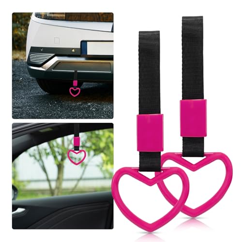 2 Pcs Heart Shaped Car Handle Strap – JD M Drift Charm Rear - Product Imagery