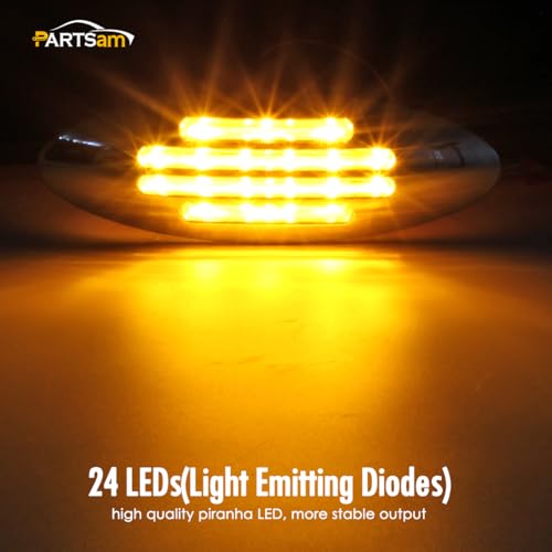Partsam 10Pcs 6-3/5 Inch Flatline Oval Amber 18LED Side Marker - Product Imagery