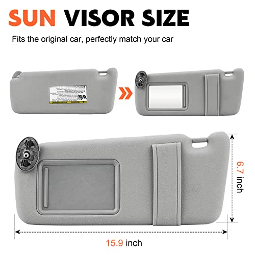 Gray Driver Left Side Sun Visor Replacement Compatible with 2007 - Product Imagery