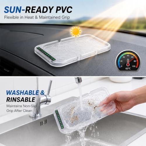 All-in-1 Dashboard Phone Holder, with Parking Number Plate, PVC - Product Imagery