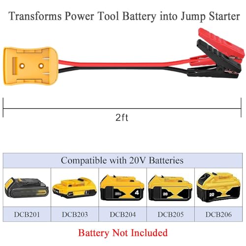Jumper Cables for Car with Adapter Compatible with DE.WALT 20V - Product Imagery