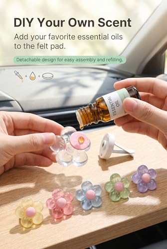 6 PCS Car Flower Vent Clips, Cute Car Accessories for Women, Car - Product Imagery