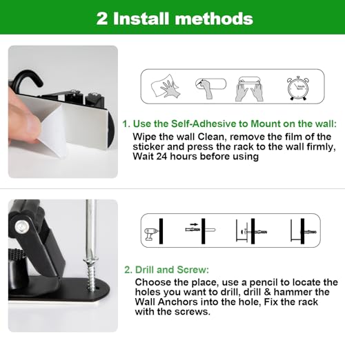 voze 5 Racks and 4 Hooks Mop and Broom Holder Wall Mount, Self - Product Imagery