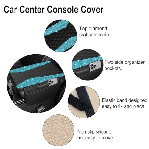 NBTEPEM Bling Car Center Console Cover, Leather Middle Console - Product Imagery