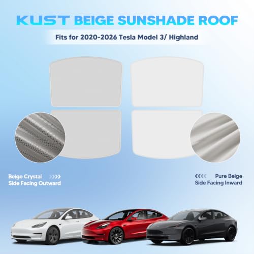 KUST Gray Sunshade Roof Compatible with 2020-2026 Tesla Model 3/ - Product Imagery