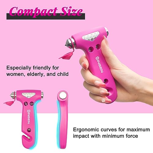 SINSEN Car Safety Hammer, Automotive Window Breaker and Seatbelt - Product Imagery