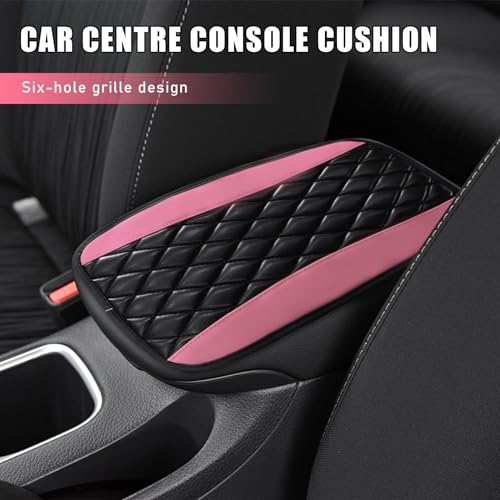 Ohleats Car Center Console Cushion Pad, PU Leather Cover, Pink - Product Imagery