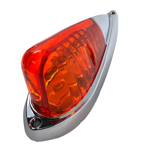 5X Amber 6 LED Teardrop Cab Marker Lights Kit [Chrome Base] [DOT - Product Imagery