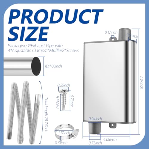 78.7" Diesel Heater Exhaust Pipe,ID 1 Inch Exhaust Pipe Kit with - Product Imagery