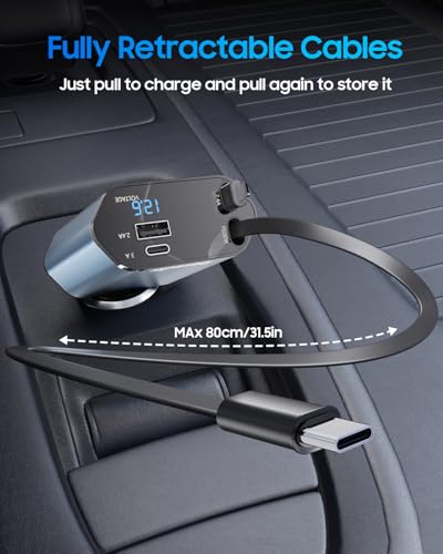 Retractable Car Charger for iPhone 17, 69W USB C 4 in 1 Fast - Product Imagery
