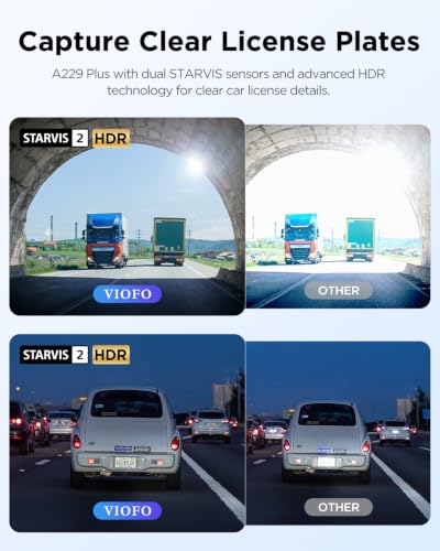 VIOFO A229 Plus Dash Cam Front and Rear, 2K Dual STARVIS 2 - Product Imagery