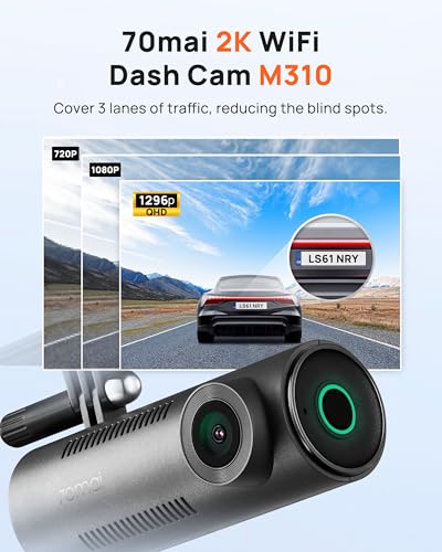 70mai Dash Cam M310, Dash Camera for Cars 1296P QHD, Smart Dash - Product Imagery