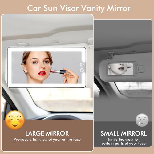 Car Visor Vanity Mirror with Light, Rechargeable Dimmable Touch - Product Imagery