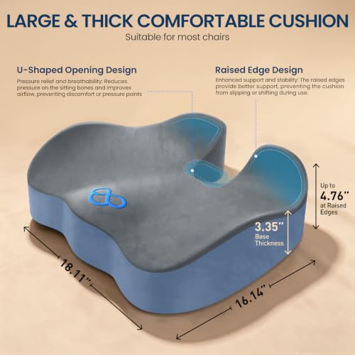 BlissTrends Memory Foam Seat Cushion for Office Chair & Car Seat - Product Imagery
