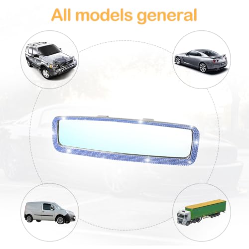 Osilly Rhinestone Clip-On Car Rearview Mirror, Blue - Product Imagery