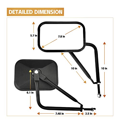 JUSTTOP Mirrors Doors Off, Side View Mirrors Compatible with - Product Imagery