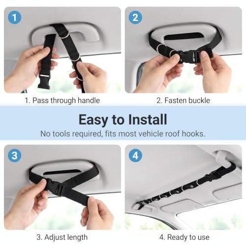 Adjustable Car Ceiling Clothes Hanger Strap, Thickened Segment - Product Imagery