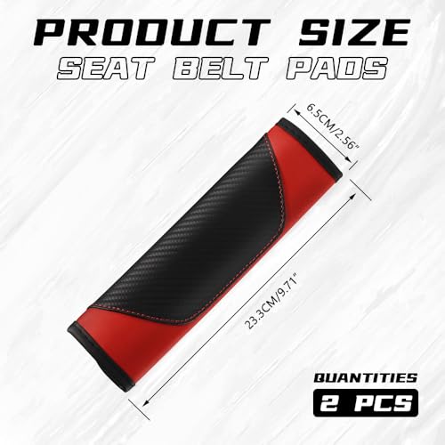 2PCS Car Seat Belt Cover Pads, Seatbelt Shoulder Cushion (Red) - Product Imagery