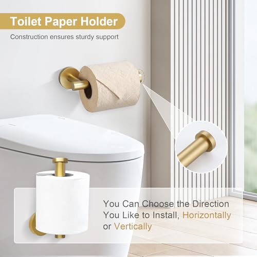 TQKAG 5 Piece Bathroom Accessories Set Brushed Gold Bathroom - Product Imagery