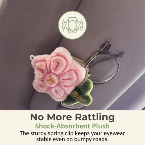 Rich Floral Sunglasses Holder for Car Visor, Cute Eyeglass - Product Imagery