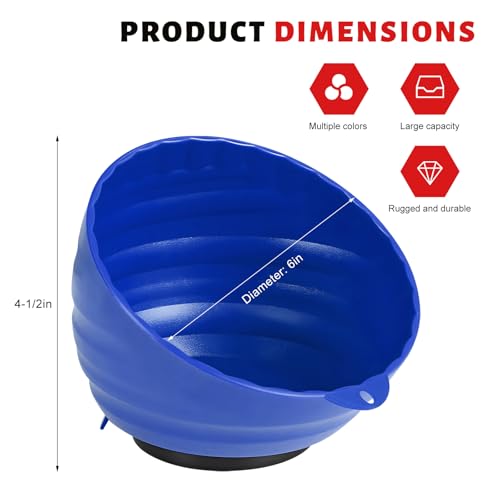 Magnetic Nut Cup, 6 Inch Cup Diameter Curved Magnetic Screws - Product Imagery
