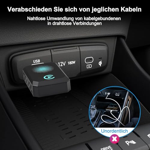 Wireless Carplay Adapter, Convert Wired to Wireless CarPlay, - Product Imagery