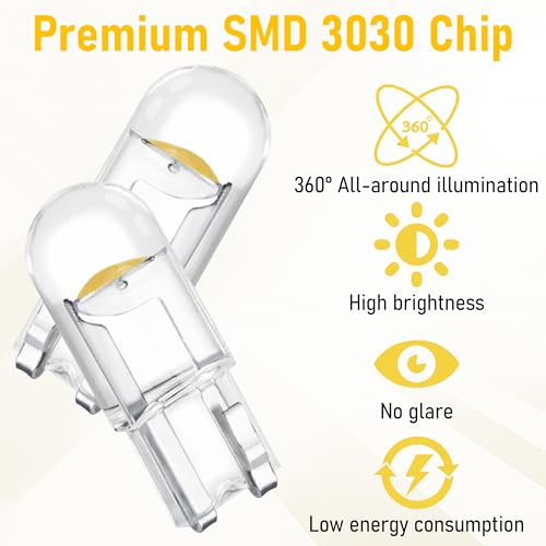 ecocstm 30 PCS Car 194 LED Bulbs, 168 2825 W5W T10 LED Bulb - Product Imagery