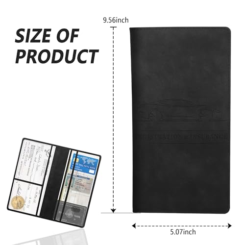 Car Registration and Insurance Holder,PU Leather Car Glove Box - Product Imagery