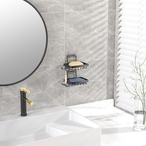 Moforoco Double Soap Bar Holder for Shower, No Drilling, 304 - Product Imagery