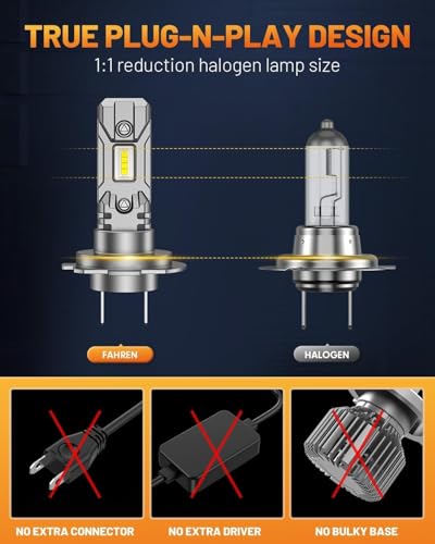 FORENNER NextGen H7 Light Bulb, 1000% Upgrade Bright, 1:1 Mini - Product Imagery