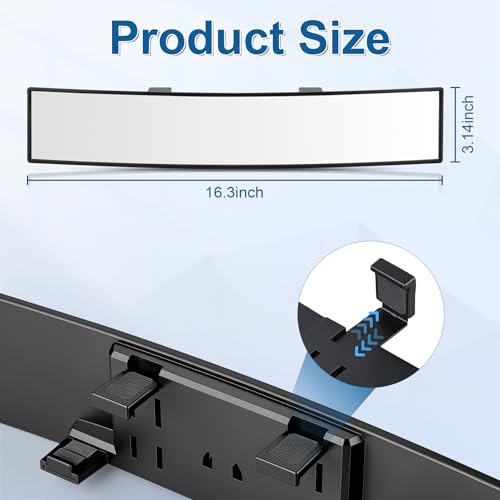 SINGARO Panoramic Car Rear View Mirrors, Universal Convex - Product Imagery