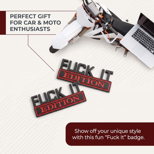 2PCS Fuck IT Edition Emblem, 3D Fuck-IT Edition Emblem Metal Car - Product Imagery
