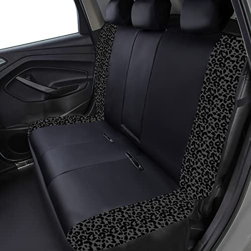 Flying Banner Carbon Fiber Leather Vehicle Seat Covers, Leopard - Product Imagery