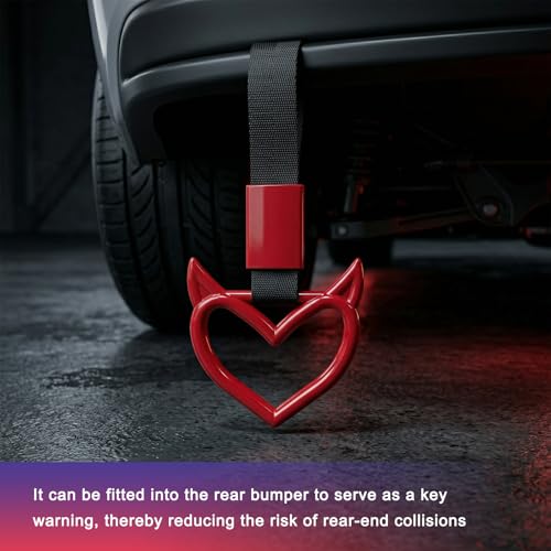 2 PCS Devil Heart Shaped Car Handle Strap, Stylish Auto Rear - Product Imagery