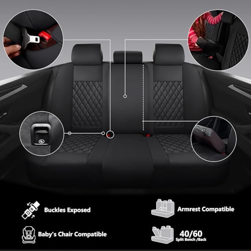 Premium Leather Car Seat Covers Full Set,Universal Fit for - Product Imagery
