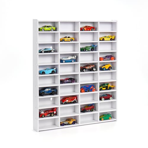 Krafetto 40-Slot Toy Car Display Shelf for 1/64 Cars, Wall Mount - Product Imagery