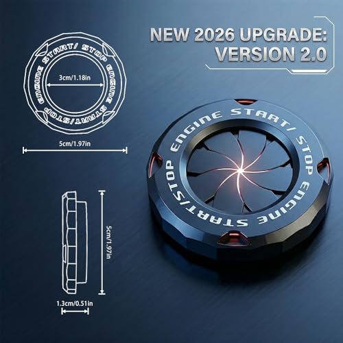 Rotary Push Start Button Cover, Car Engine Push to Start Stop - Product Imagery