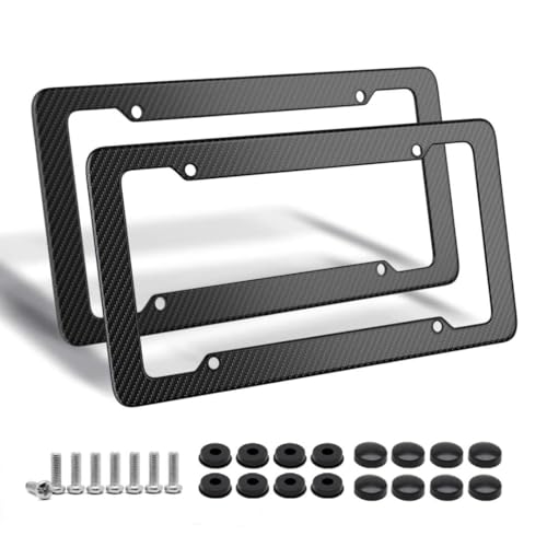 Carbon Fiber License Plate Frame, Glossy Waterproof Plastic - Product Imagery
