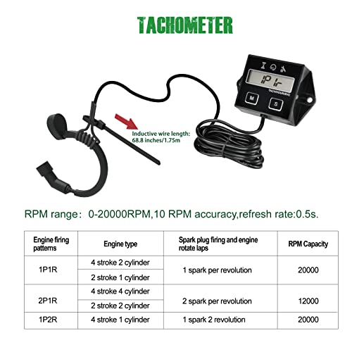 YOOREAL Digital Inductive Tach Hour Meter,RPM Gauge Meter - Product Imagery