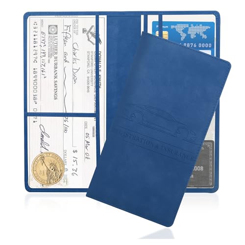 Car Registration and Insurance Holder,PU Leather Car Glove Box - Product Imagery