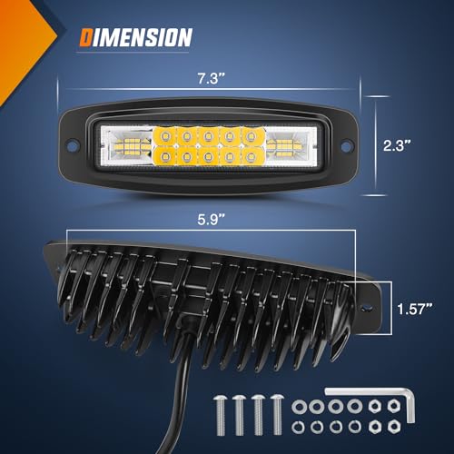 Nilight Flush Mount LED Pods 2PCS 6 Inch 60W LED Work Light - Product Imagery