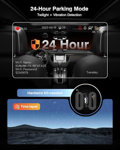 FAIMEE 4K Dash Cam Front and Rear, Night Vision, WDR, Free Card - Product Imagery